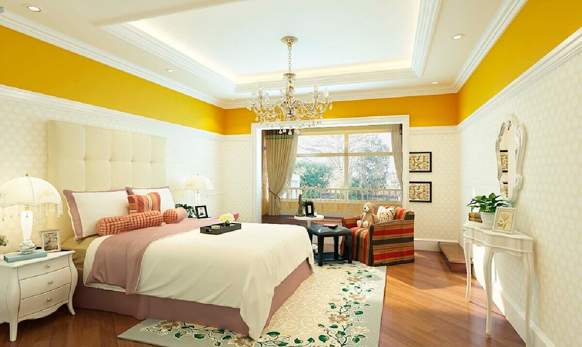 Натяжной потолок в спальне заказать